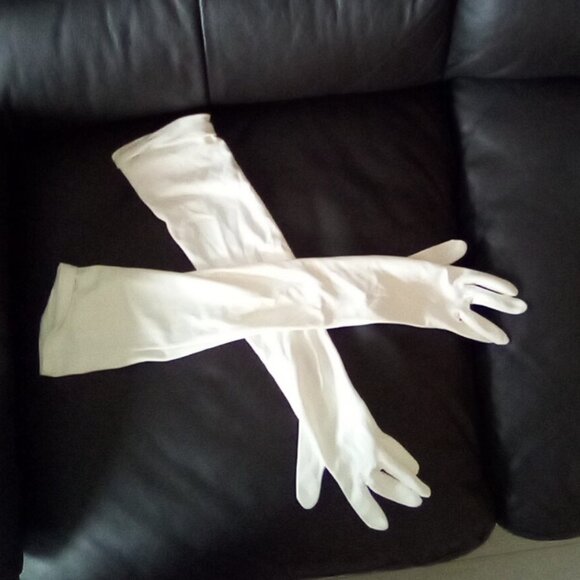 VTG Rabbit Fur Scarf/  VTG Long White Gloves/ HL Fur Clutch - Picture 2 of 9